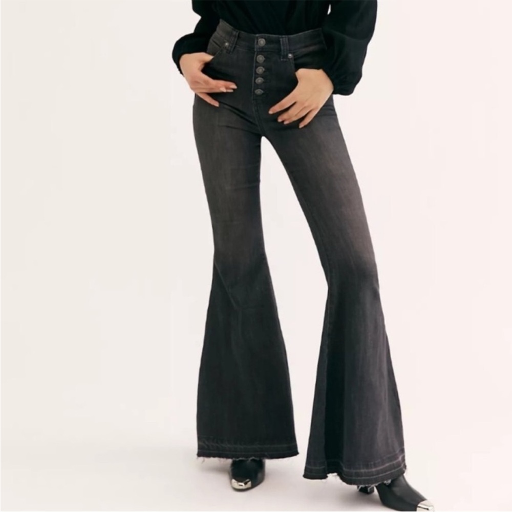 We The Free Free People | Irreplaceable Black Flared Jeans High Rise